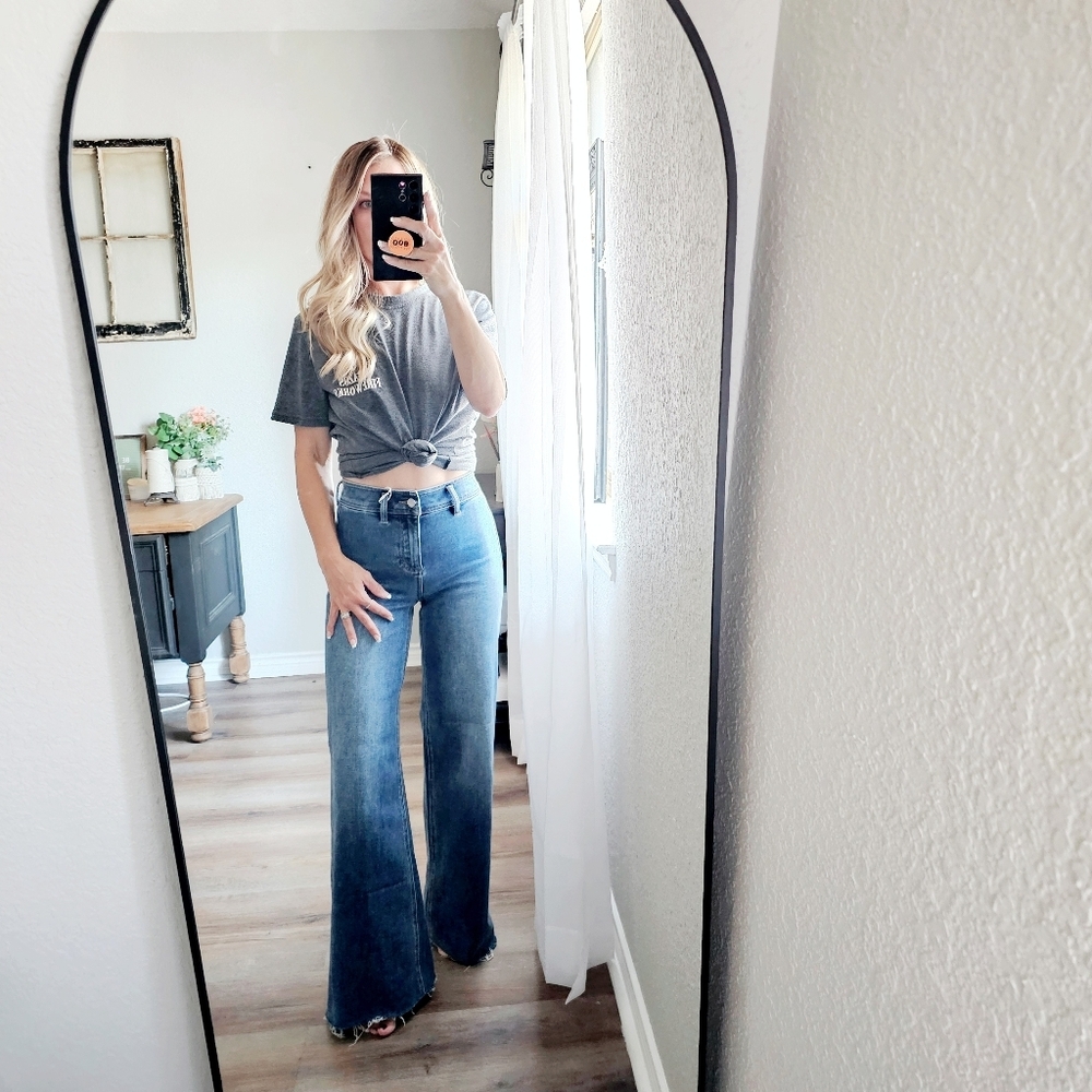 RISEN HR Dark Wash Classic Wide Leg Denim Jeans Stretch Palazzo Various NEW - Picture 5 of 11